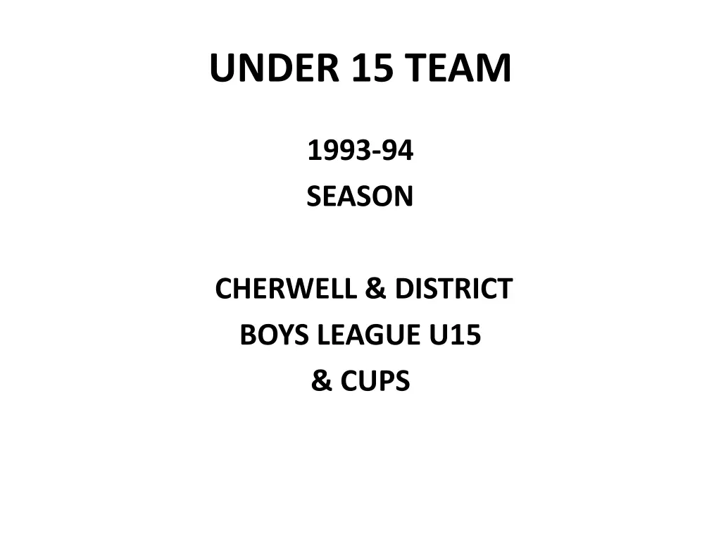 under 15 team
