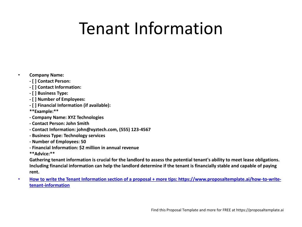 tenant information