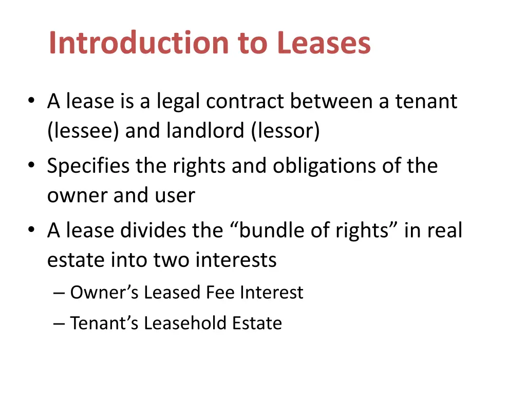 introduction to leases