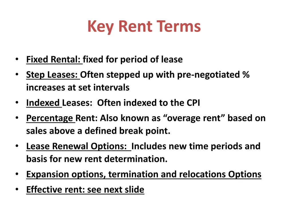 key rent terms