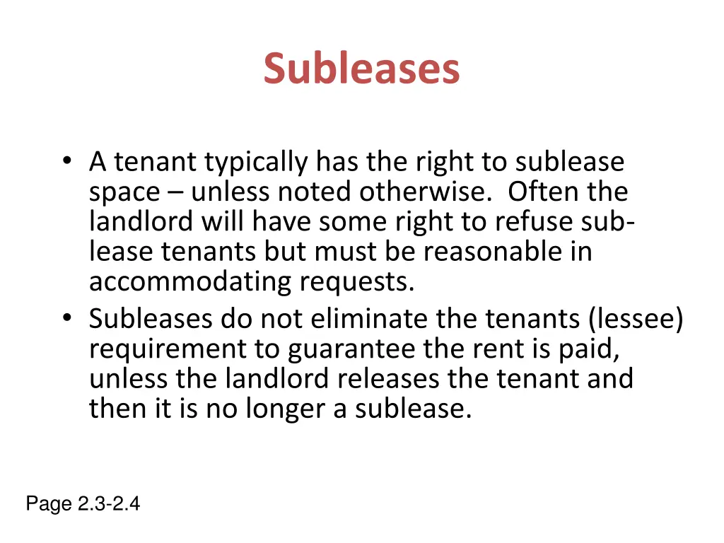 subleases