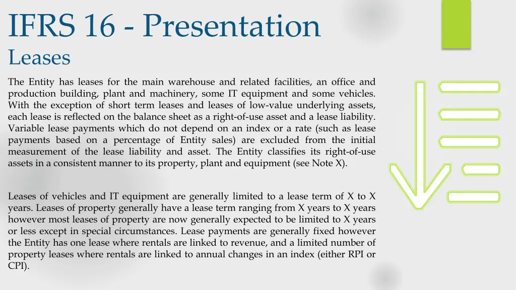 ifrs 16 presentation leases