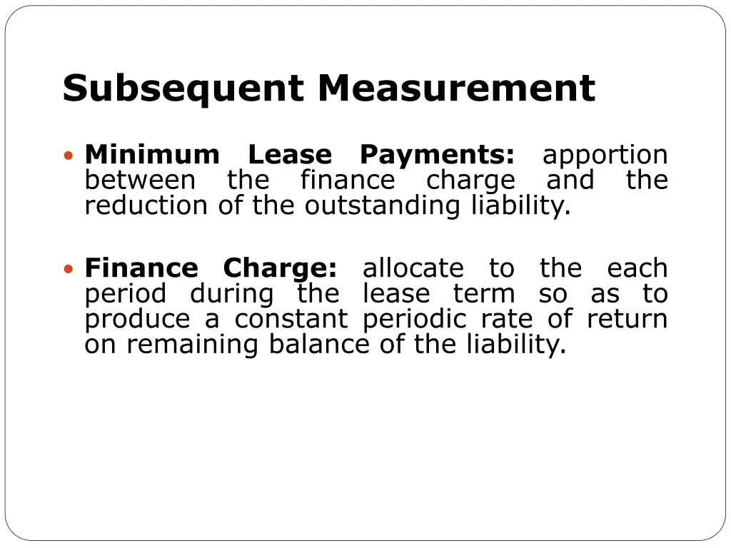 subsequent measurement