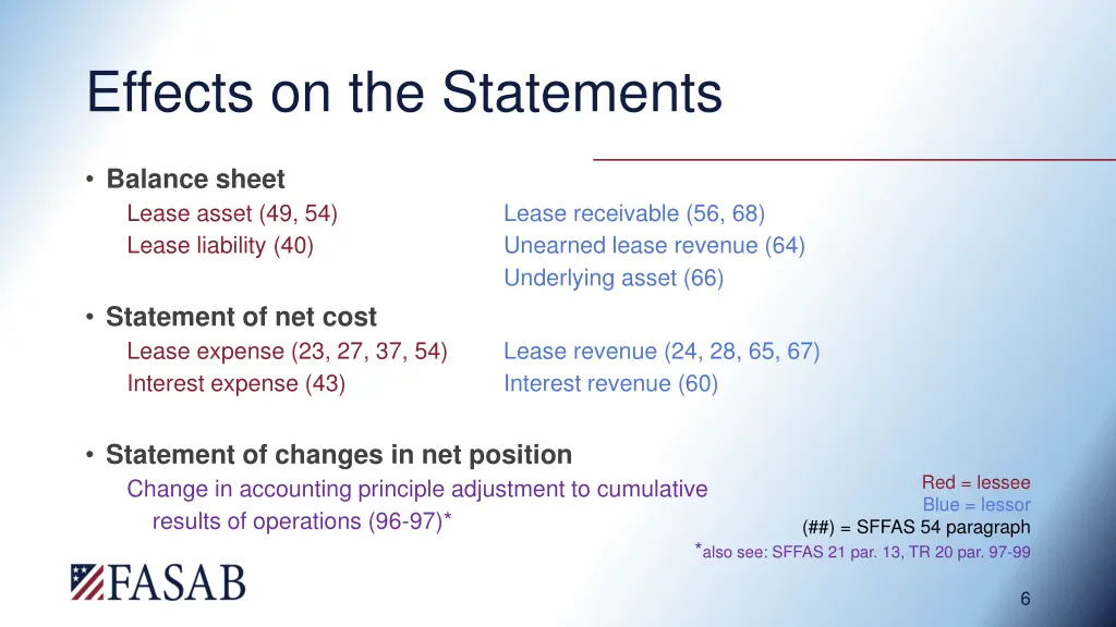 effects on the statements