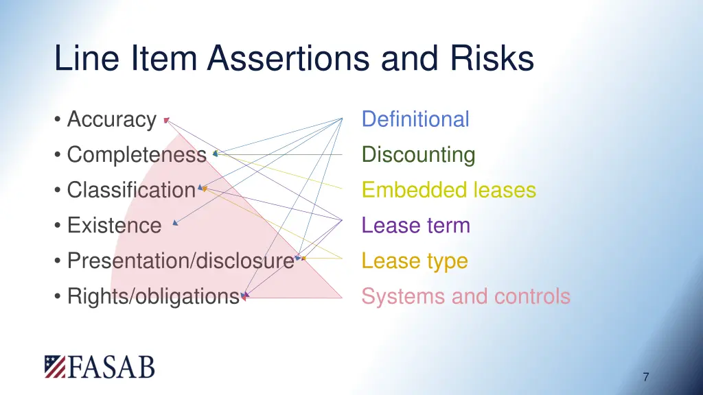 line item assertions and risks