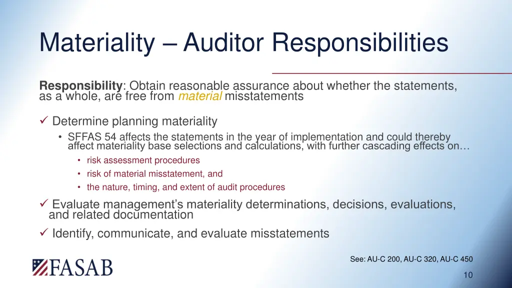 materiality auditor responsibilities