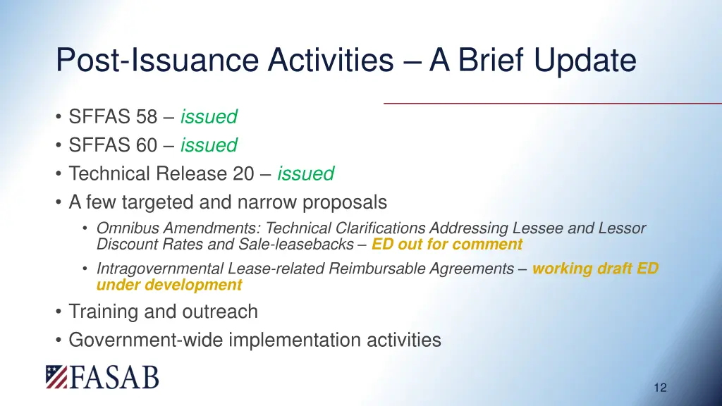 post issuance activities a brief update