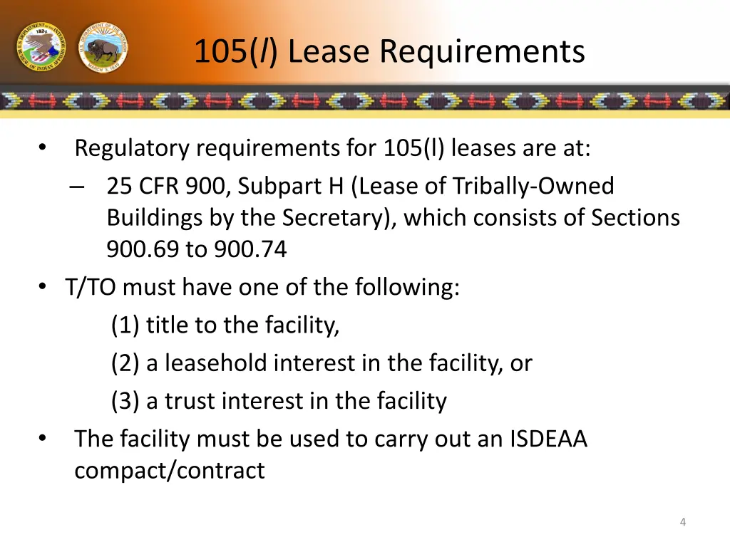105 l lease requirements