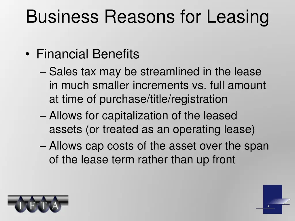 business reasons for leasing