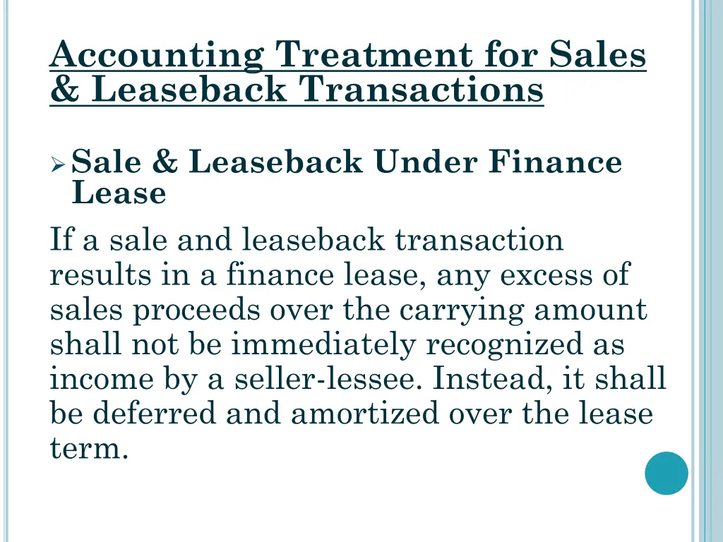 accounting treatment for sales leaseback