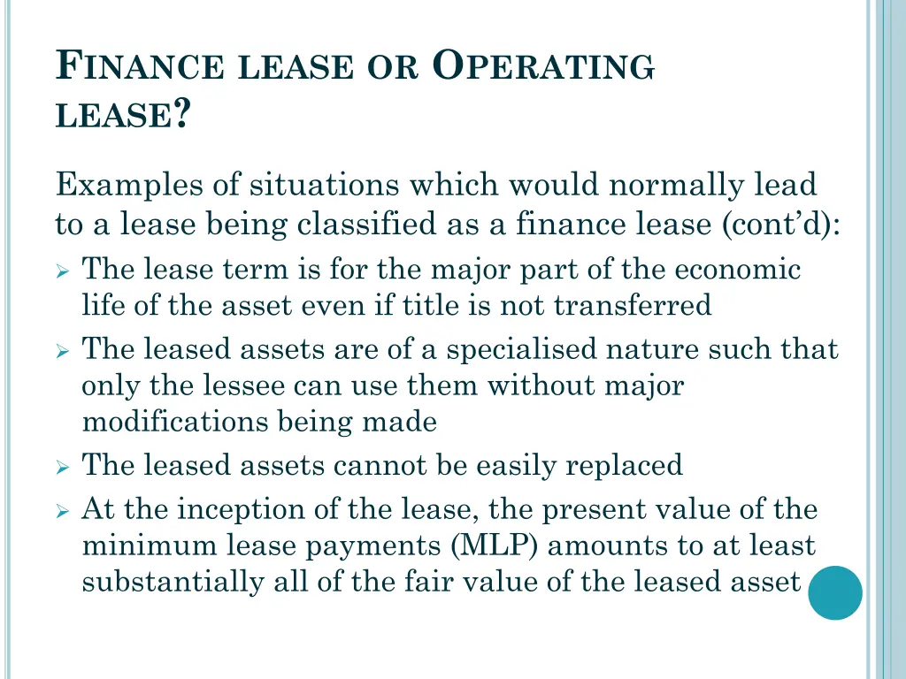 f inance lease or o perating lease 2