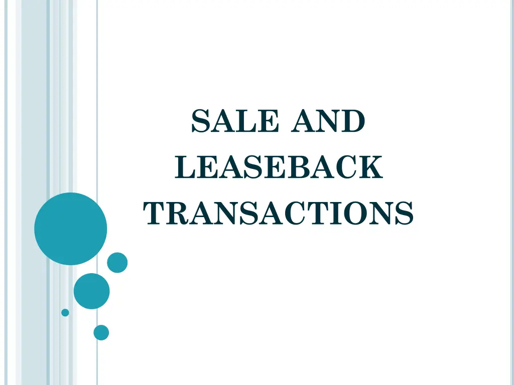 sale and leaseback transactions