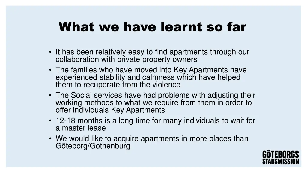 what we have learnt so far
