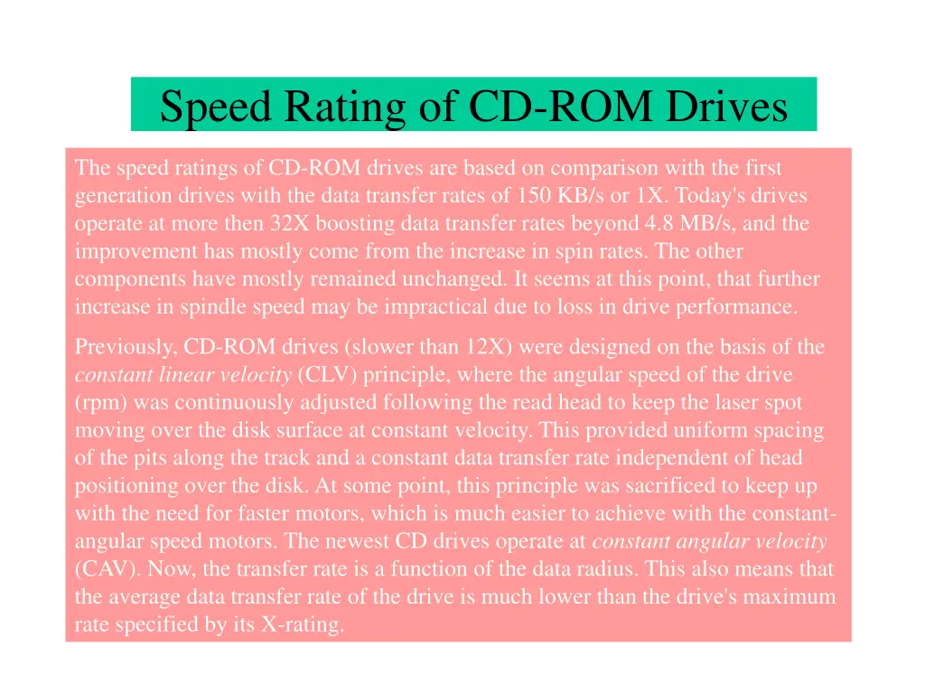 speed rating of cd rom drives