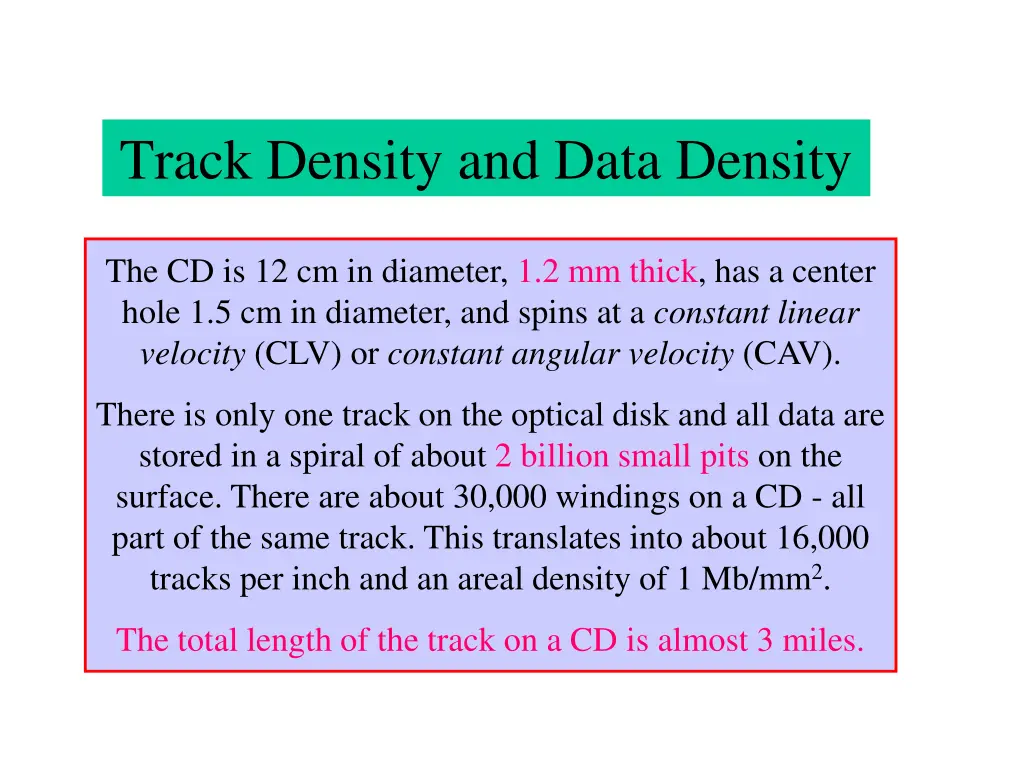 track density and data density