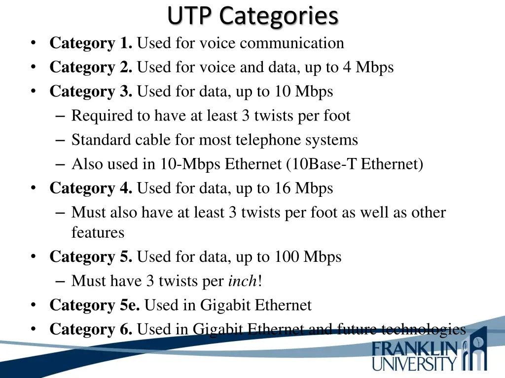 utp categories