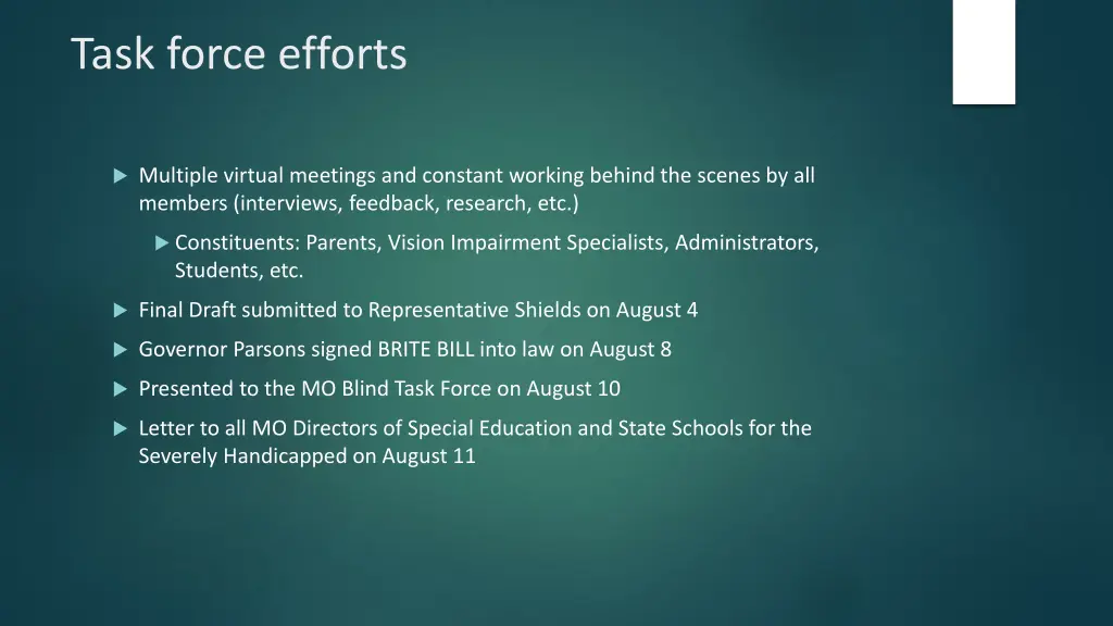 task force efforts