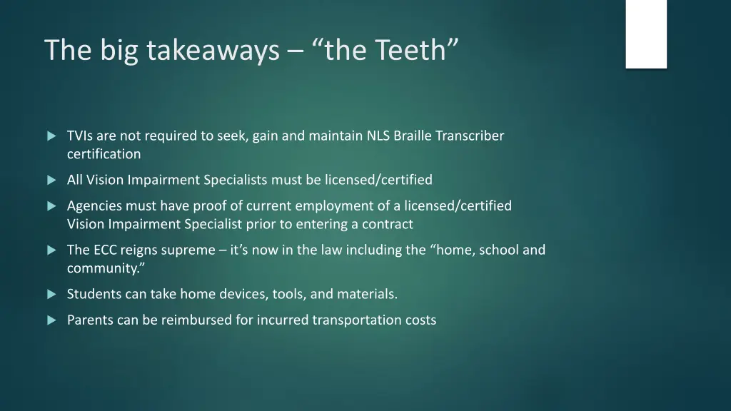 the big takeaways the teeth