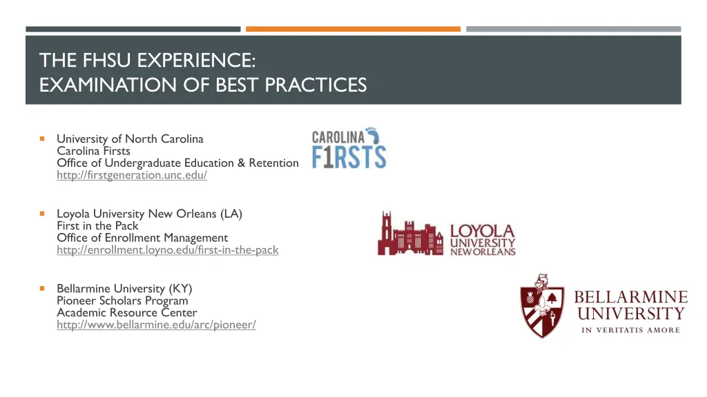 the fhsu experience examination of best practices