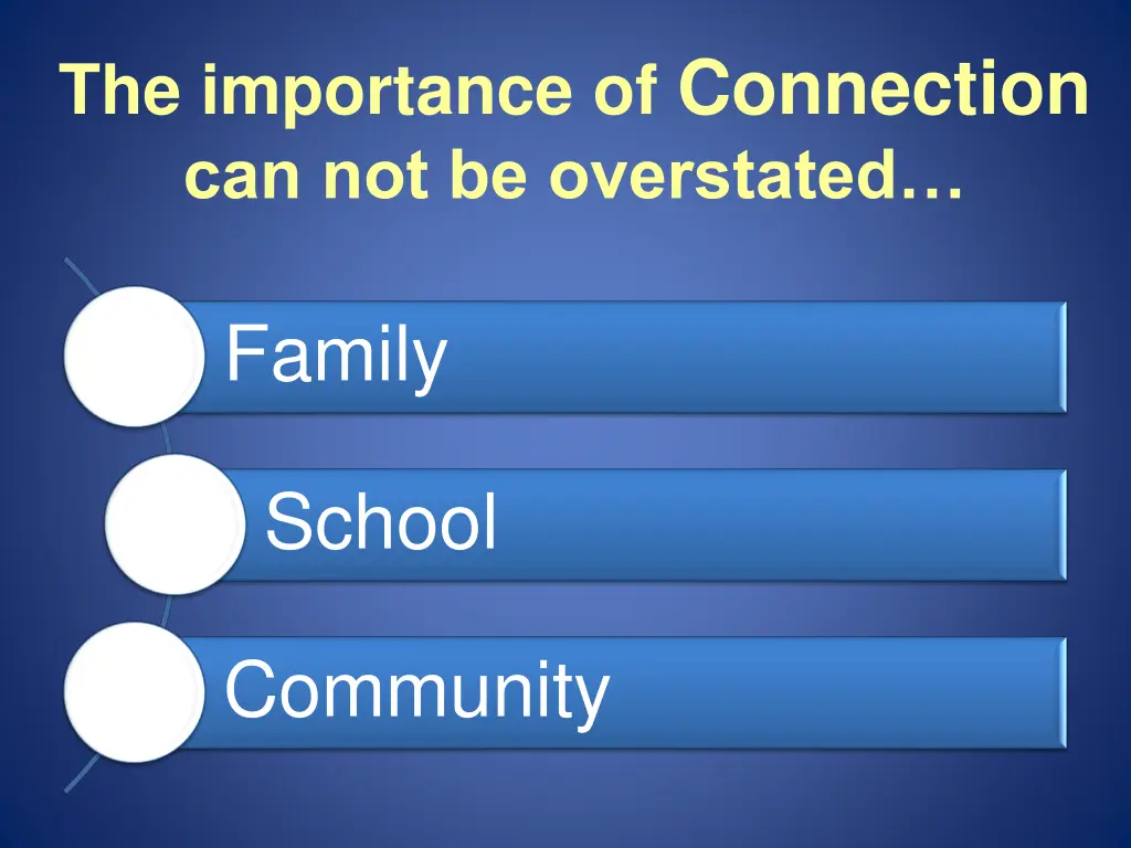 the importance of connection can not be overstated