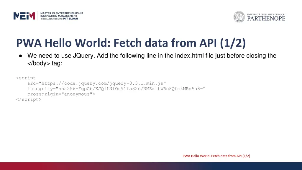 pwa hello world fetch data from api 1 2 we need