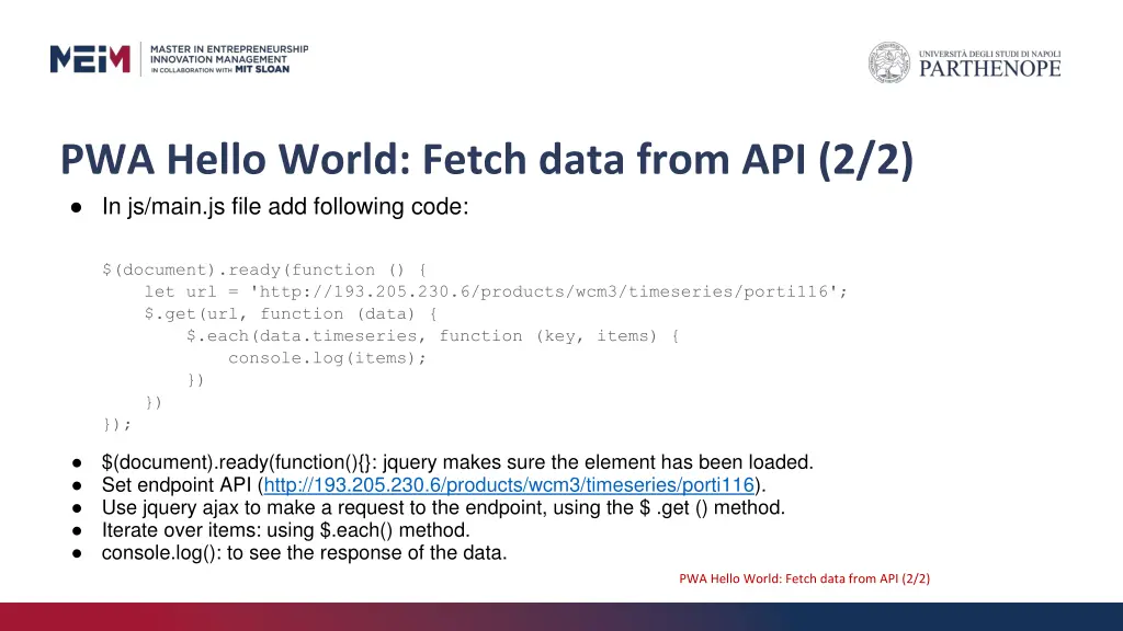 pwa hello world fetch data from