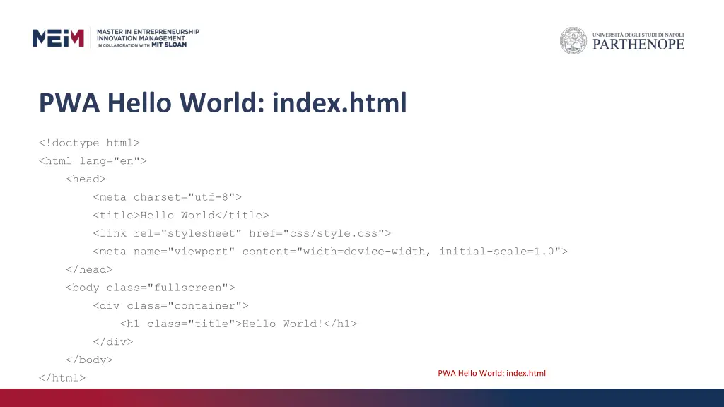 pwa hello world index html