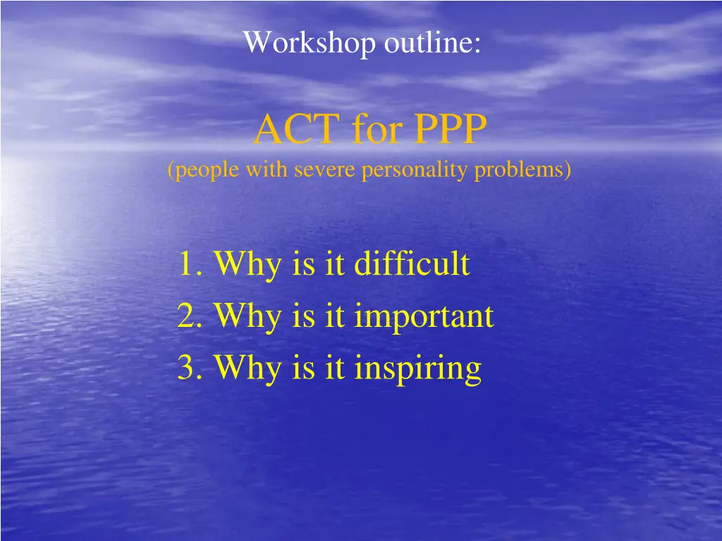workshop outline
