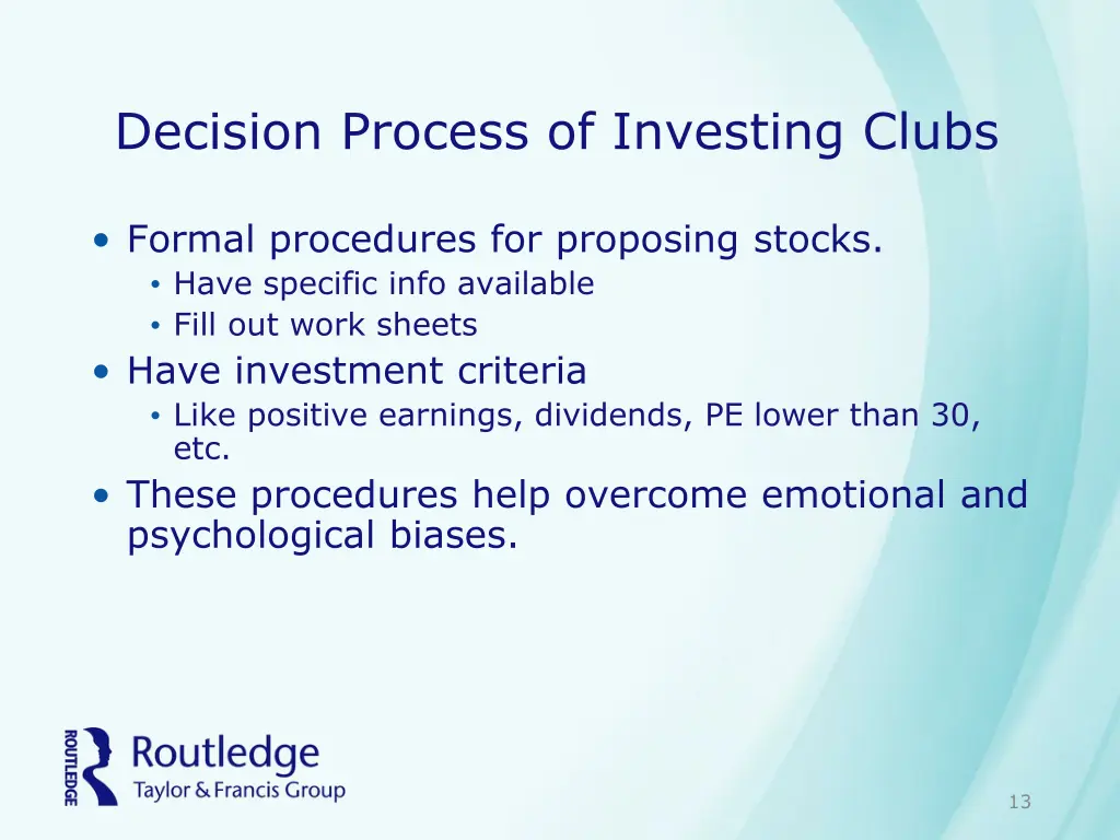 decision process of investing clubs