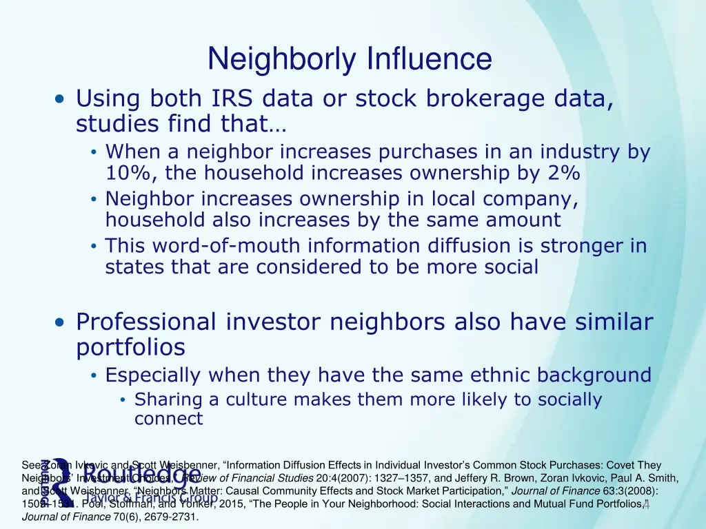 neighborly influence