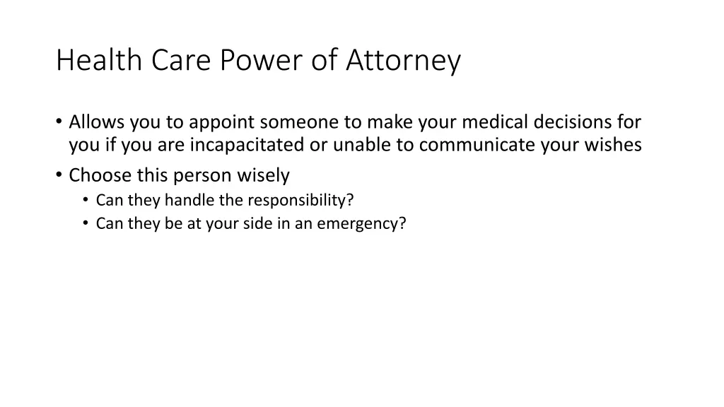 health care power of attorney