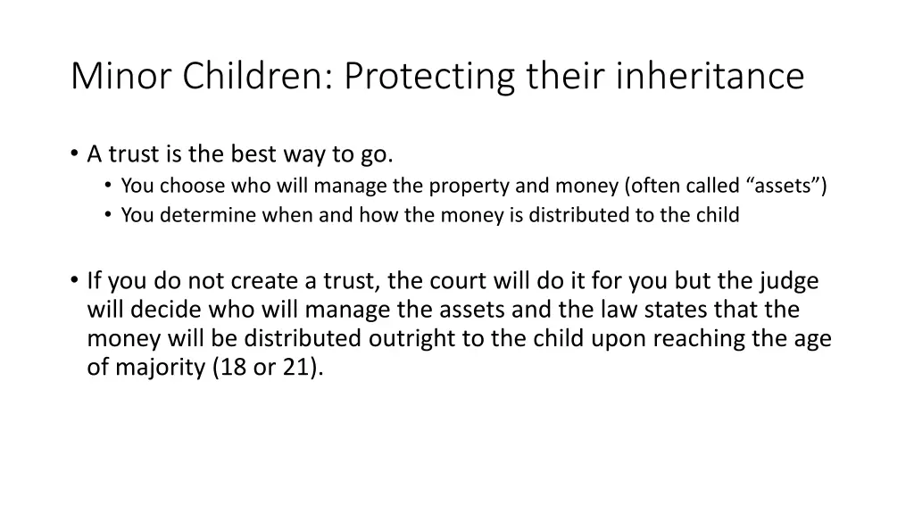 minor children protecting their inheritance
