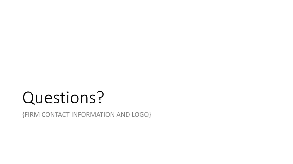 questions firm contact information and logo