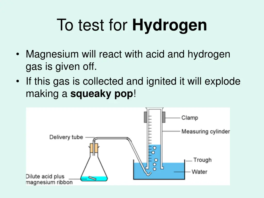 to test for hydrogen