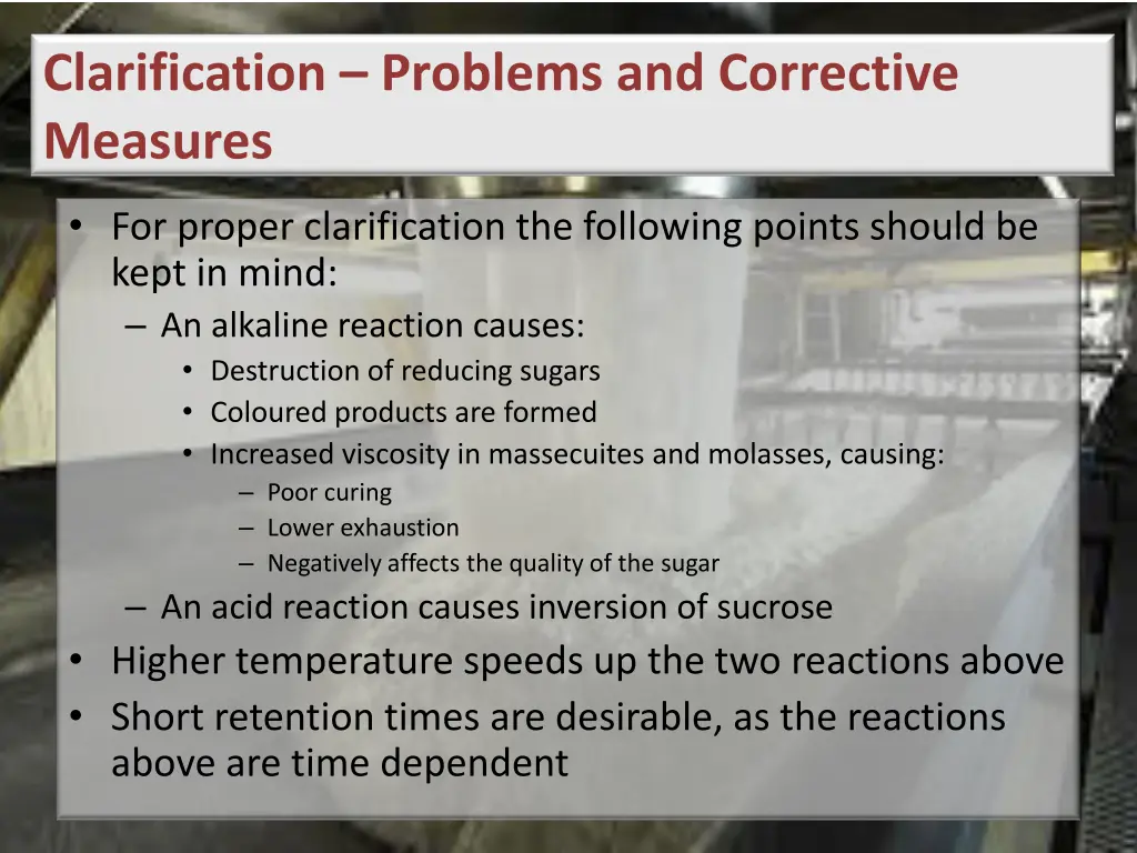 clarification problems and corrective measures