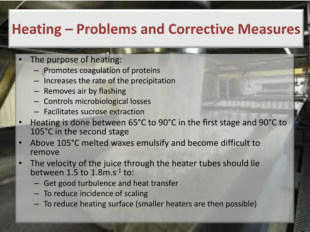 heating problems and corrective measures