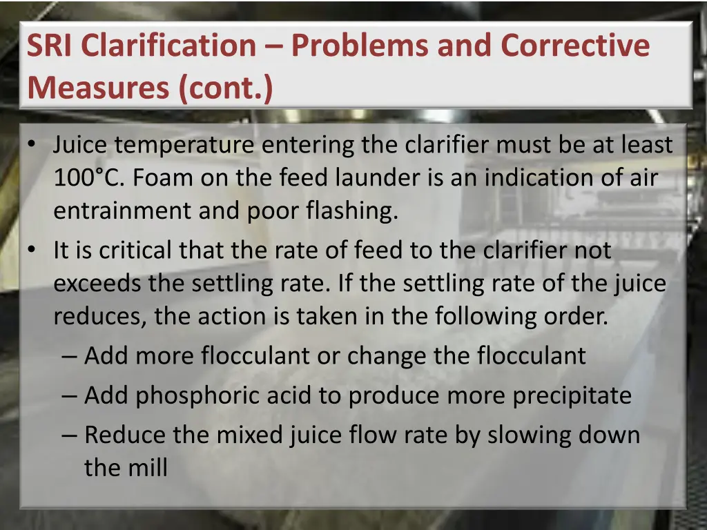 sri clarification problems and corrective