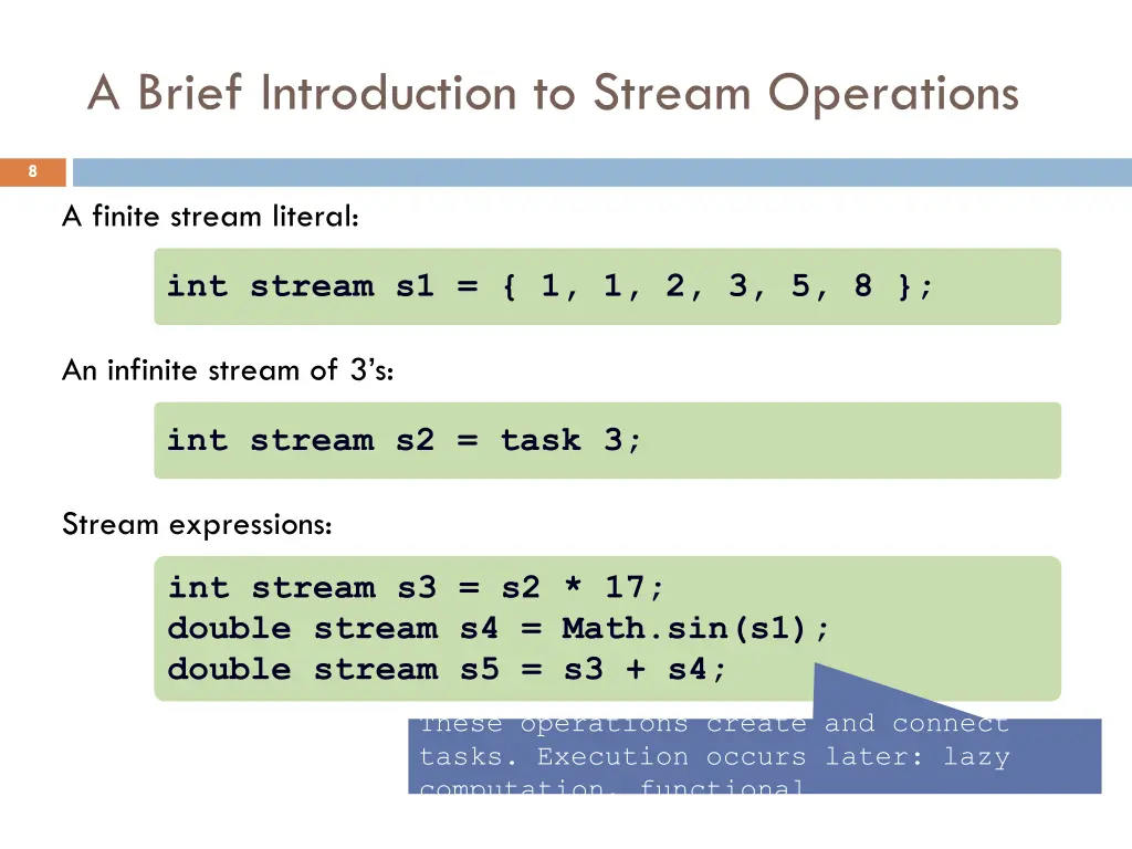 a brief introduction to stream operations