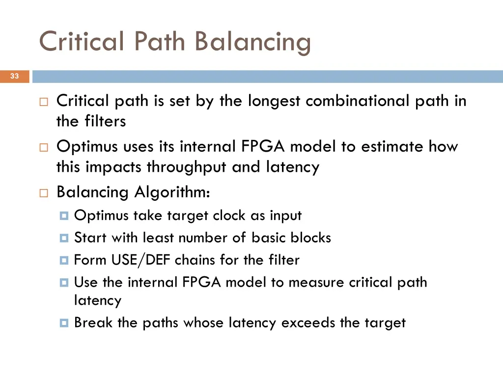 critical path balancing