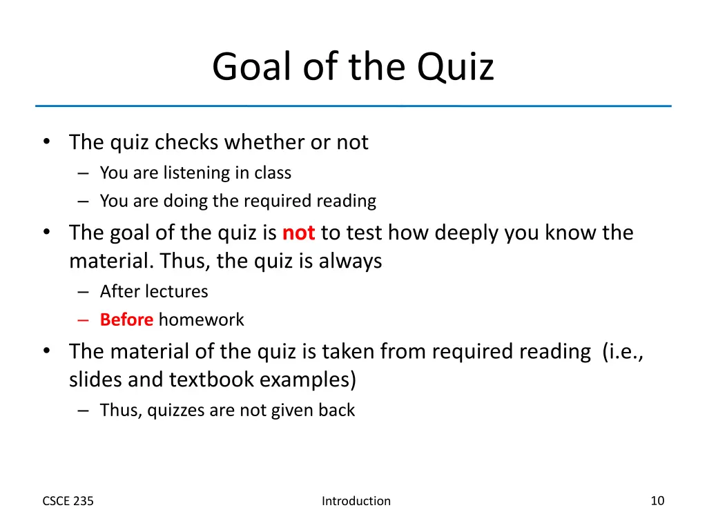 goal of the quiz