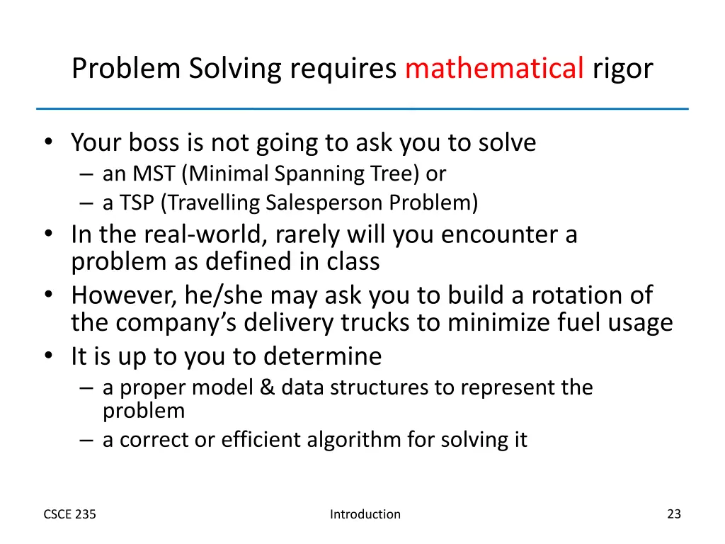 problem solving requires mathematical rigor