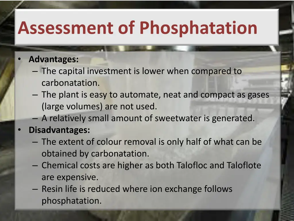 assessment of phosphatation