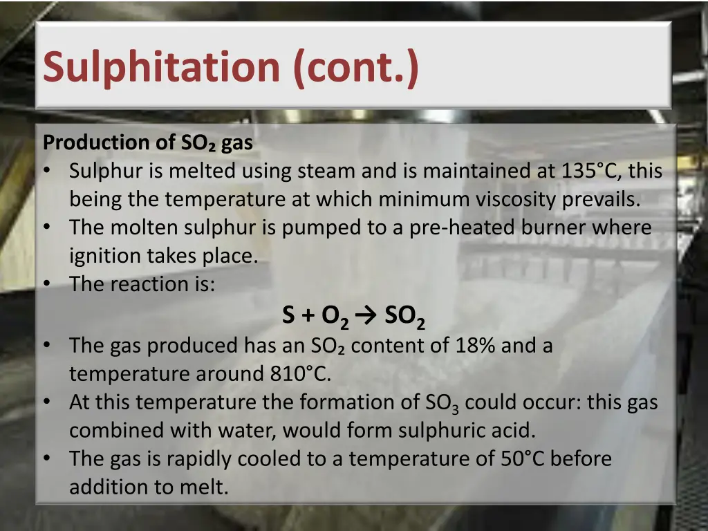 sulphitation cont