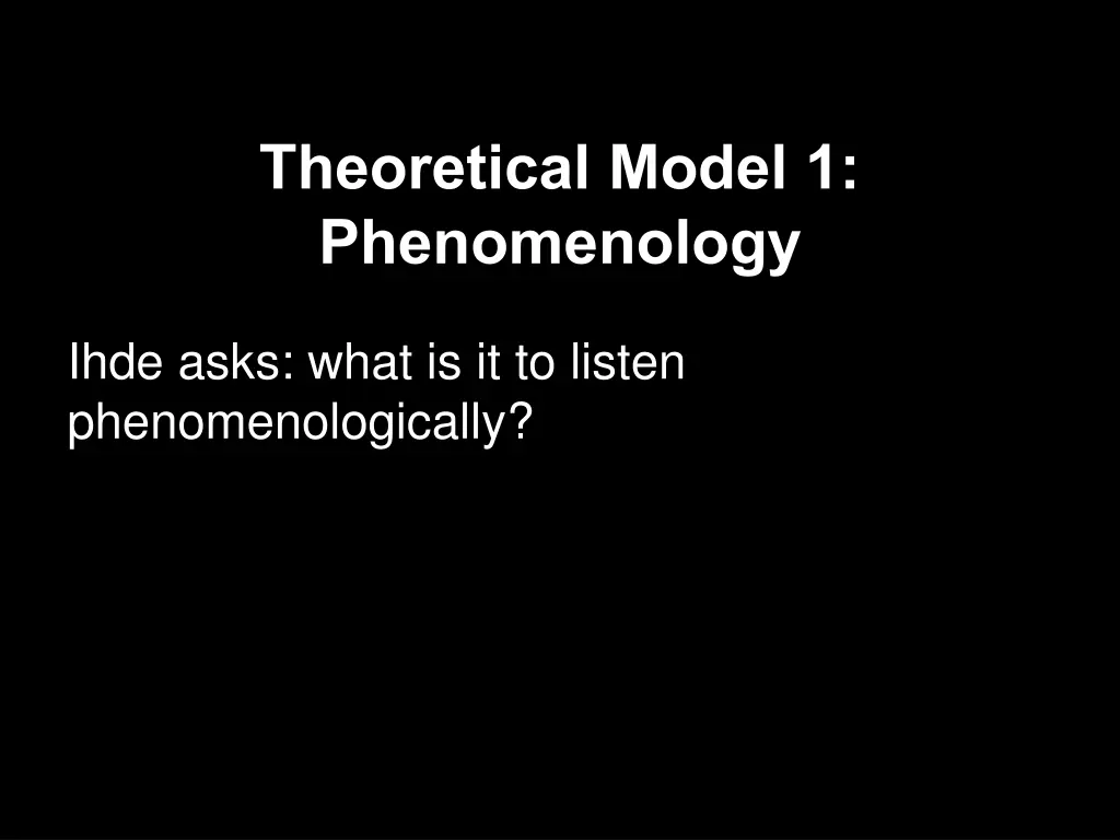 theoretical model 1 phenomenology