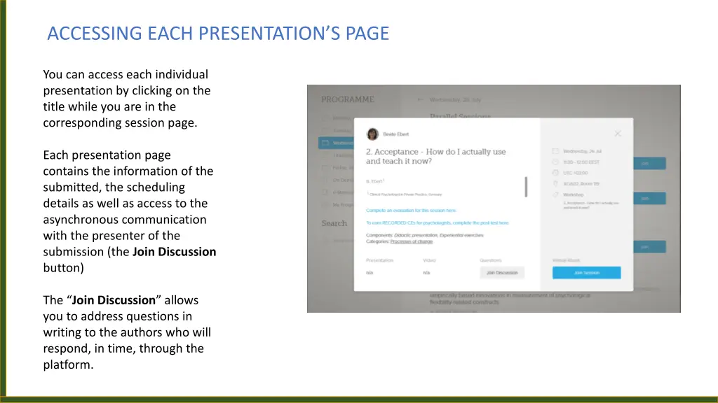 accessing each presentation s page