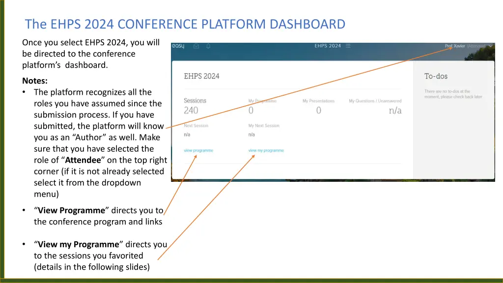 the ehps 2024 conference platform dashboard