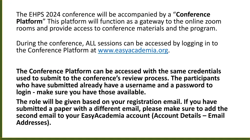 the ehps 2024 conference will be accompanied