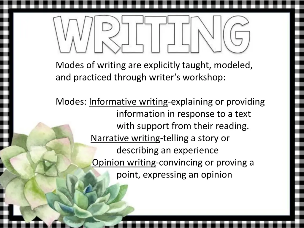 modes of writing are explicitly taught modeled