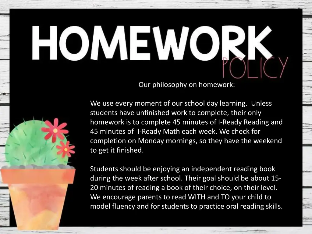 our philosophy on homework