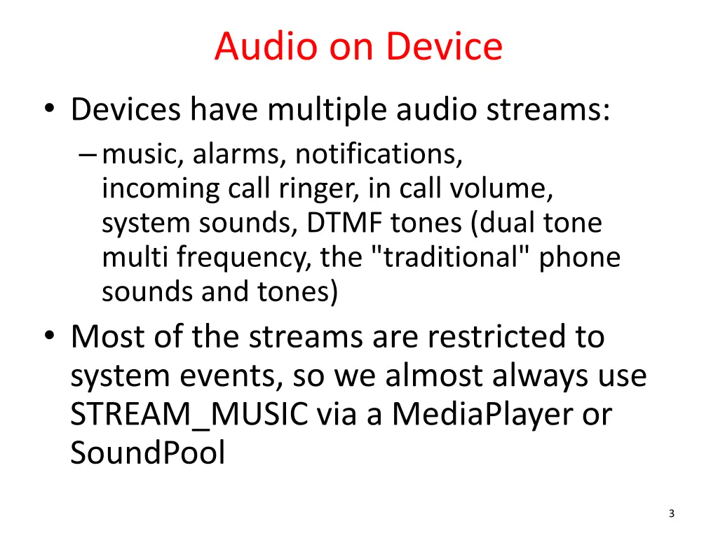 audio on device